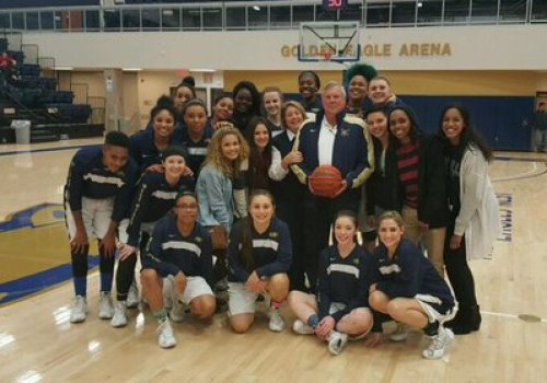 The West Hills College Lemoore Women's Basketball team honored outgoing college president Don Warkentin with a basketball on his last day as the school's president.